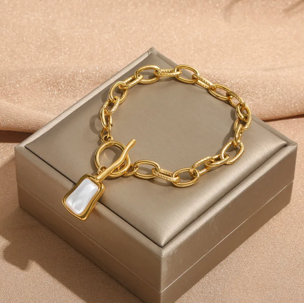 Asymmetrical Zircon 304 Stainless Steel Bracelet for Women