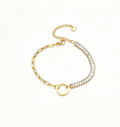 Asymmetrical Zircon Stainless Steel Bracelet for Women