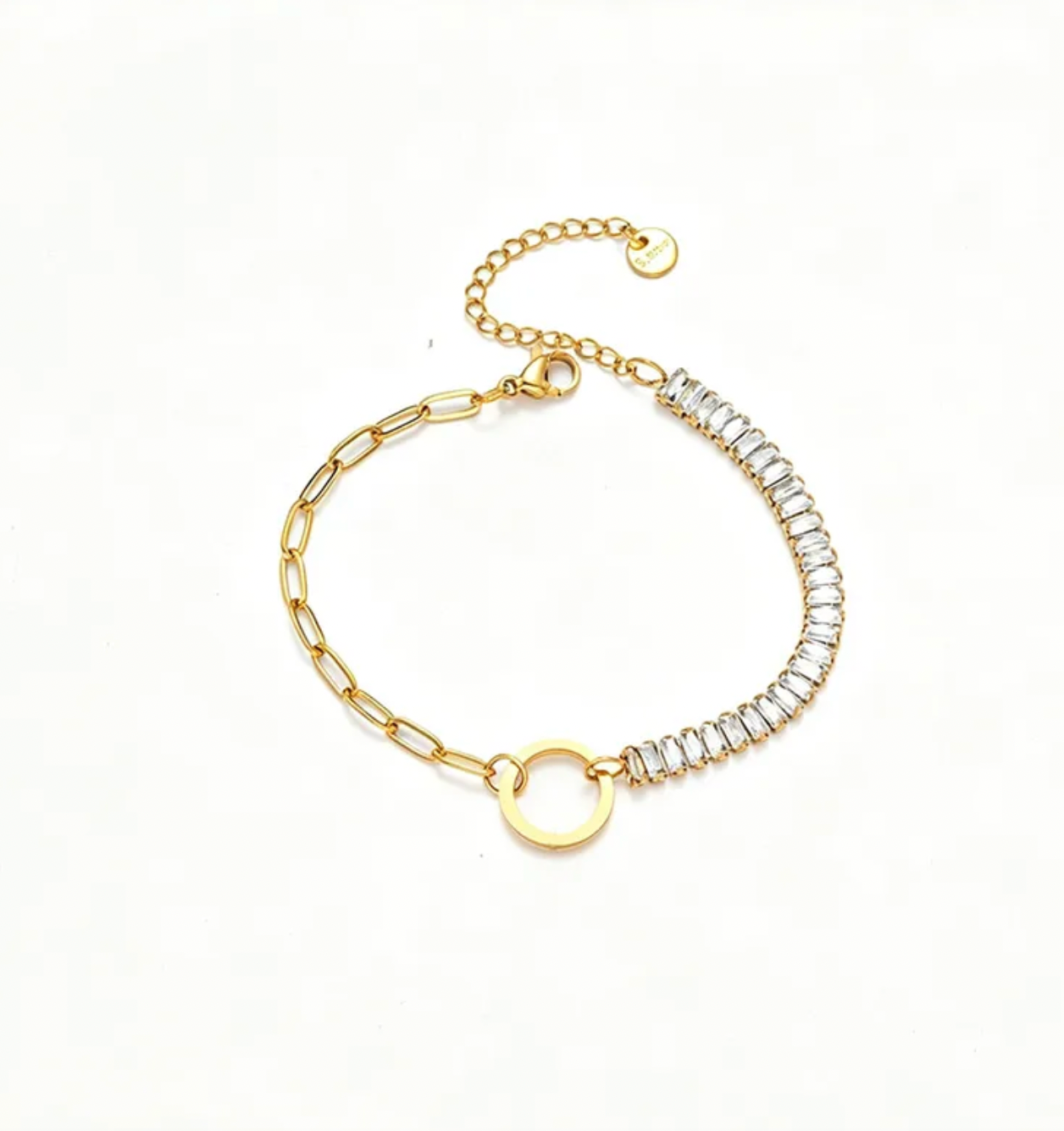 Asymmetrical Zircon Stainless Steel Bracelet for Women