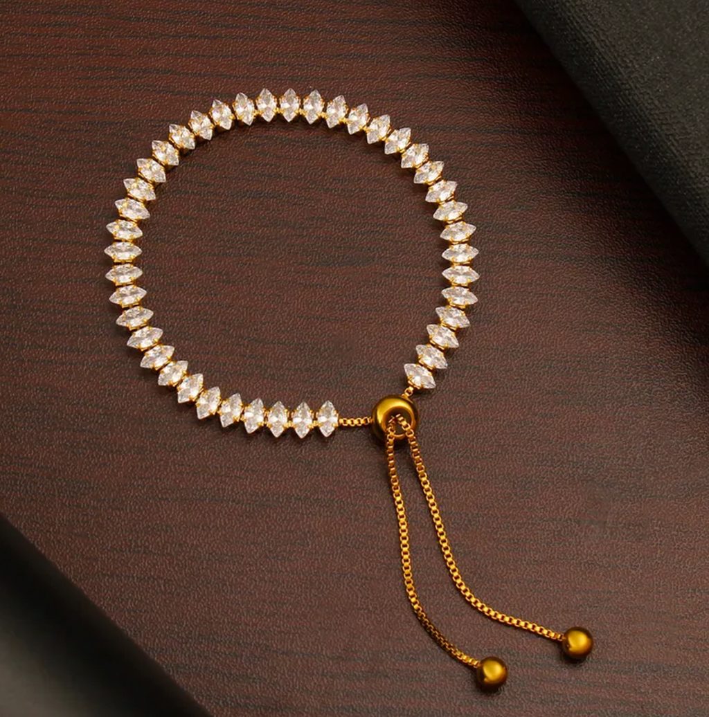 Oval Zircon Stainless Steel Bracelet for Women