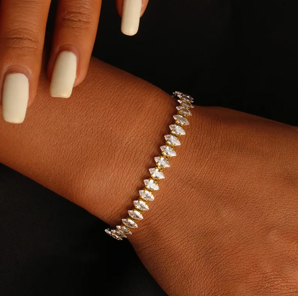 Oval Zircon Stainless Steel Bracelet for Women