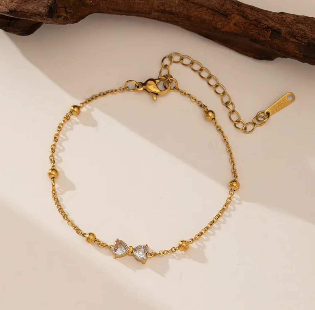 Heart Zircon Stainless Steel Bracelet for Women