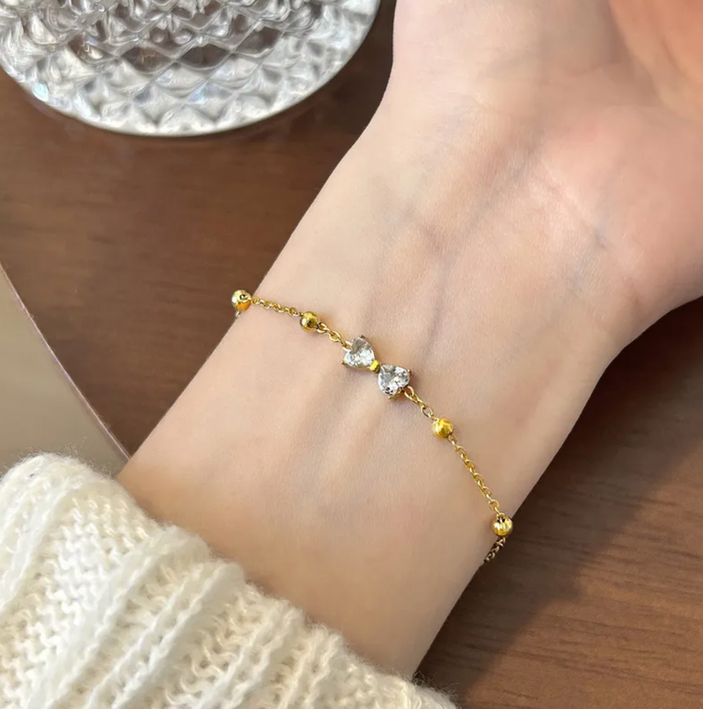 Heart Zircon Stainless Steel Bracelet for Women