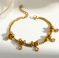 Round Rhinestone 201 Stainless Steel Box Chain Bracelet