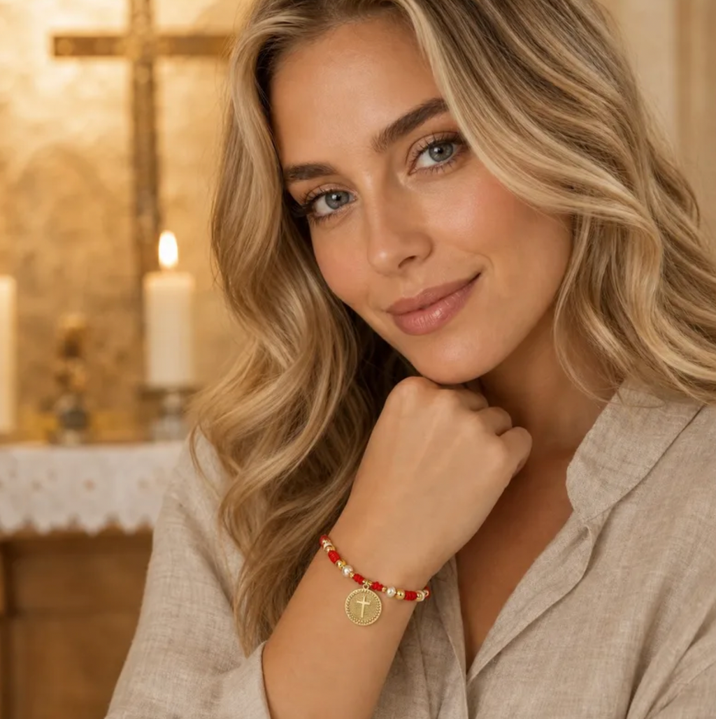 Cross Beaded 304 Stainless Steel Bracelet for Women